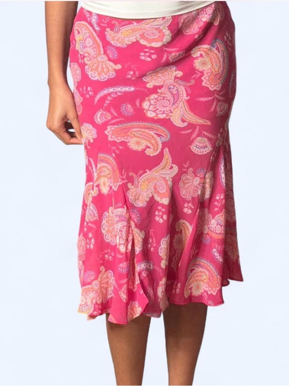 Pink Paisley Midi Skirt